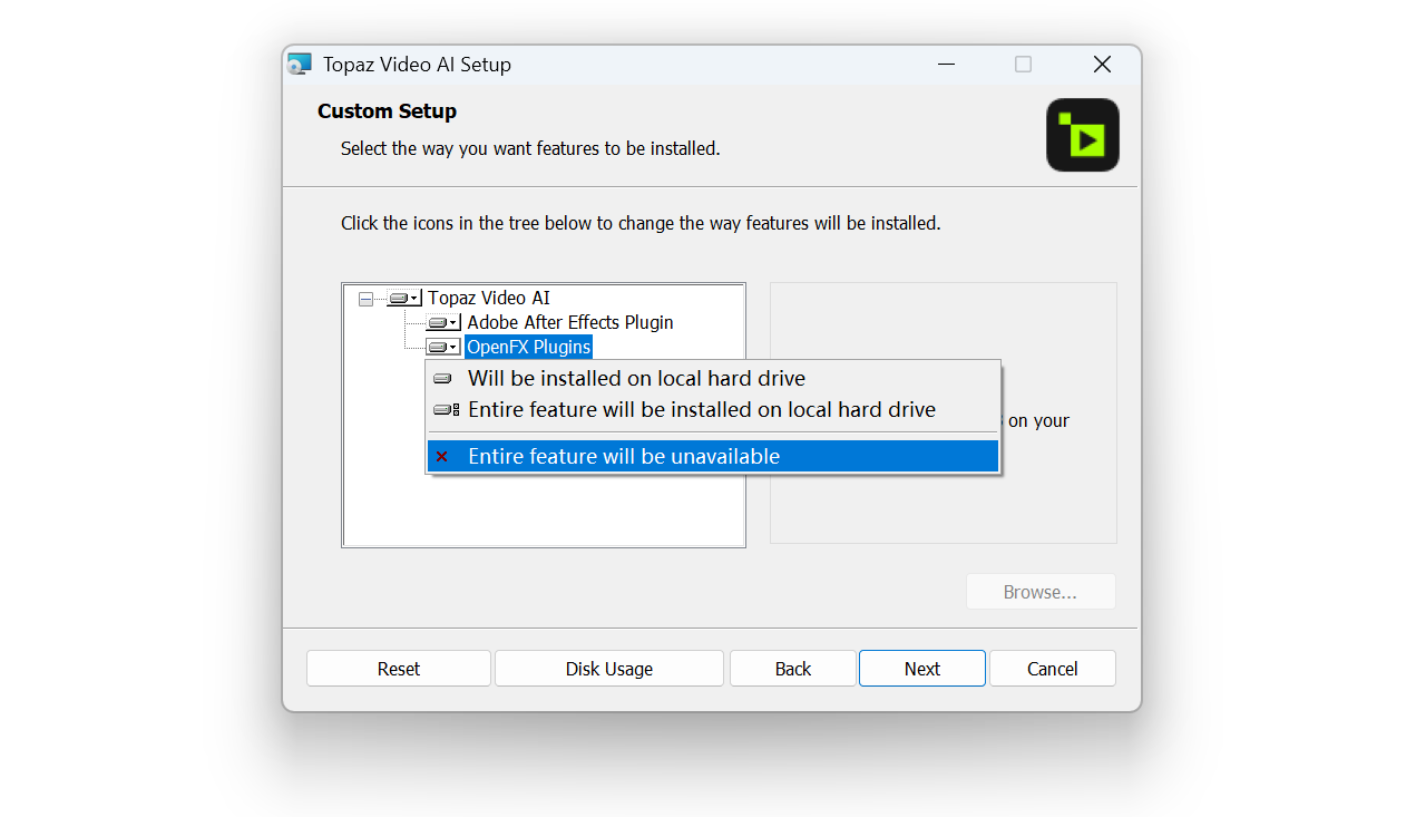 禁用OpenFX Plugins安装